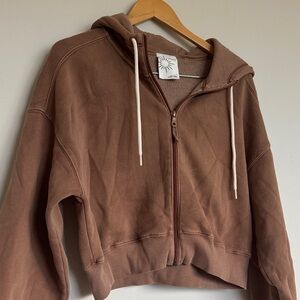 Brown Crop-top Hoodie Jacket